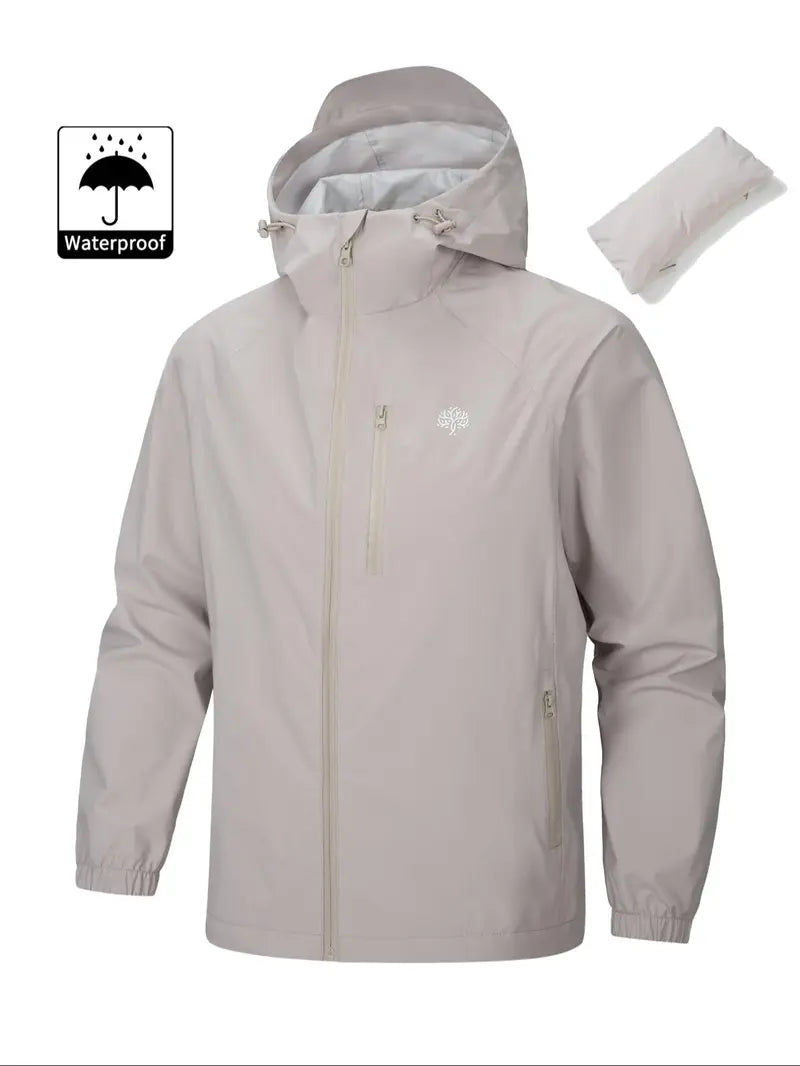 Men's Casual Sporty Hooded Jacket, Long Sleeve with Zipper & Pockets, Windproof & Waterproof, Lightweight & Soft, Ideal for Hiking, Cycling & Camping, Outerwear, Sports Casual Jacket