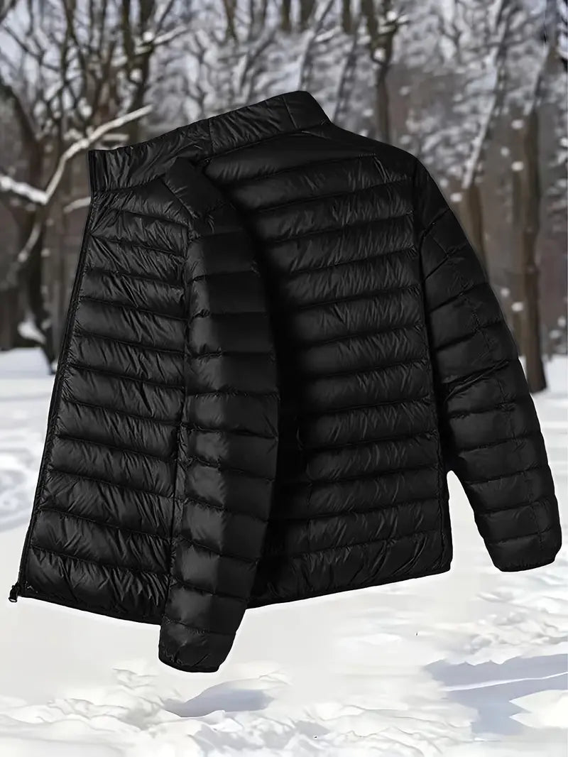 Functional Mensfashion Quilted Outerwear to Keep Warm, Slim‑fit Silhouette, Full‑zip Construction, Wind‑resistant Feature, Ideal for Traveling, Commuting and Various Cold‑season Casual Occasions