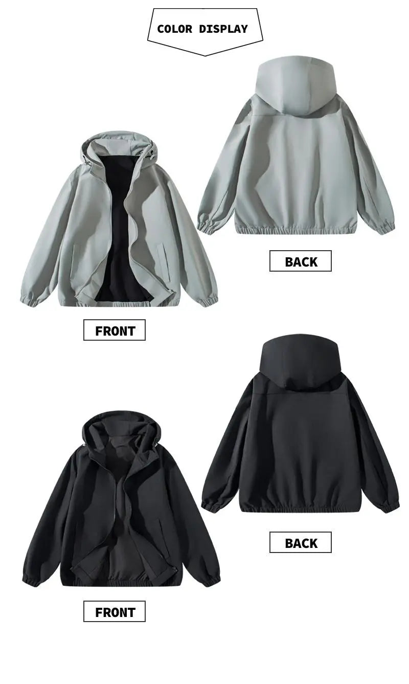 Women's Water-Resistant Windproof Softshell Jacket - Lightweight Outdoor Raincoat with Adjustable Hood, Elastic Cuffs, Pockets, Zipper, Comfortable Casual Long-Sleeve Coat