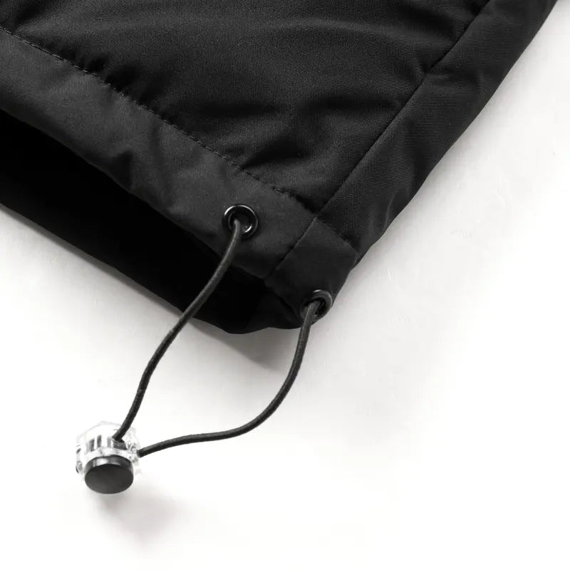 Men's Basic Casual Oversized Streetwear Hooded Down Jacket - Solid Color Polyester Winter Coat with Thickened Zipper, Patch Pockets