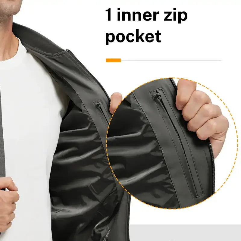 GOPUNE Menswear【Plus Size,S-XXXXL】Flight Jacket Lightweight Bomber Jacket Track Coat Casual Windbreaker Fall Zip Up Coat with 5 Pockets For Outdoor Work Spring and Fall Outfits