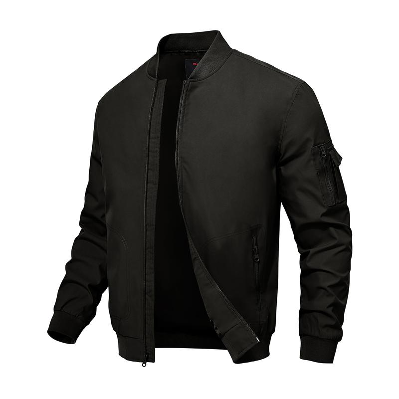 GOPUNE Menswear【Plus Size,S-XXXXL】Flight Jacket Lightweight Bomber Jacket Track Coat Casual Windbreaker Fall Zip Up Coat with 5 Pockets For Outdoor Work Spring and Fall Outfits