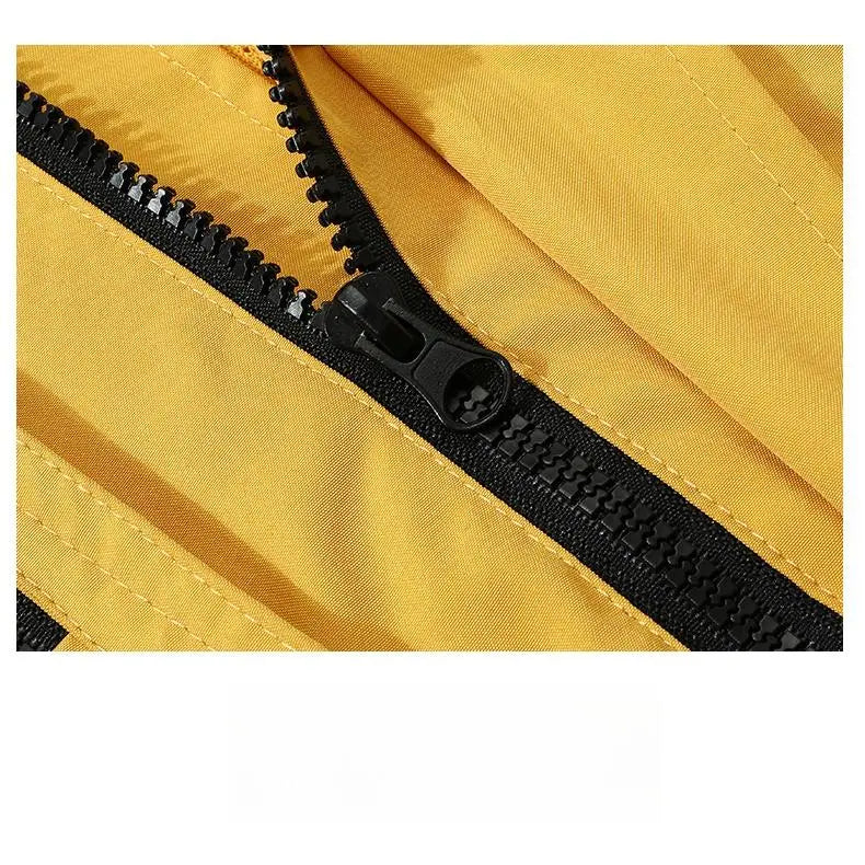 Men's Multi-Pocket Cargo Hooded Windbreaker Jacket - Functional, Water-Resistant Outdoor Coat for Cycling, Daily Travel, Hiking