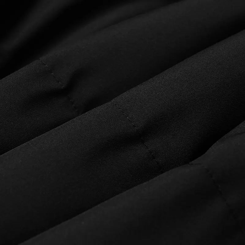 All-Black Men's Woven Hooded Jacket - Winter Thick Warm Slim Fit Long-Sleeve Casual Top, Detachable Faux Fur Collar, Couples Style, Zipper, Drawstring, Layering Outerwear Essential, M Size, Fitted Fleece Lining, New Year Wear