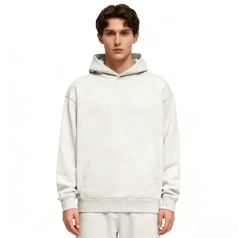 Men's Cotton-Poly Plain Solid Casual Long-Sleeve Fitted Pullover Hoodie - Soft, Breathable, Skin-Friendly, Lightweight, Machine-Washable Minimalist All-Seasons Streetwear Top