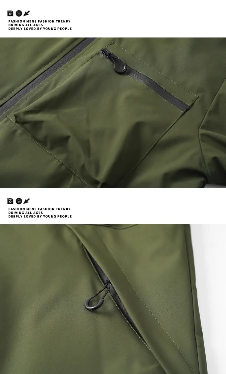 Men's casual hooded jacket, fashionable multi-purpose outdoor casual windproof and waterproof jacket with adjustable hat design, waterproof and wear-resistant surface design, suitable for daily commuting, cycling, park camping, clock in time, suit...