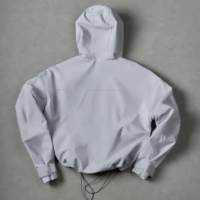 Hooded windproof zipper jacket Unisex Drawstring Hem & Hood Waterproof Diagonal Zip Pockets Adjustable Cuff Oversized Loose Y2K Grunge Hiking Daily Streetwear exercise Outerwear