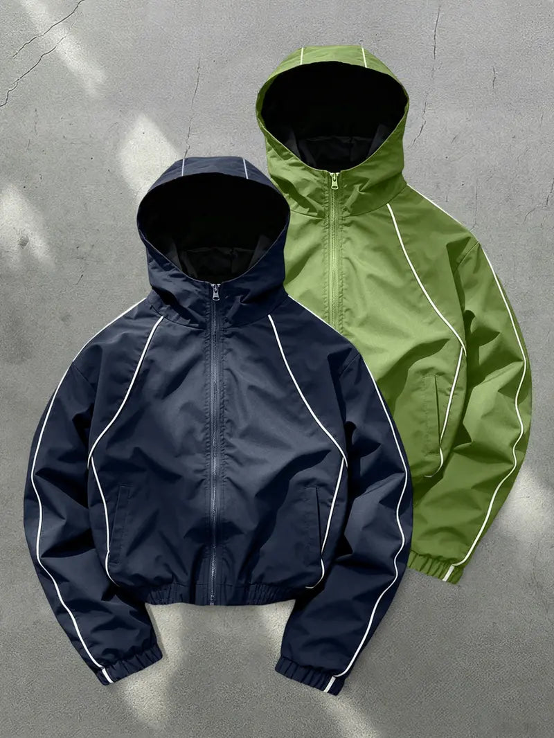 Men's Hooded, Long Sleeve Casual Style, Wind-Resistant Wrinkle-Free Fabric, Bright Color, All Seasons, Daily Wear, Night Run, Shopping, Coats, Street Casual Jacket