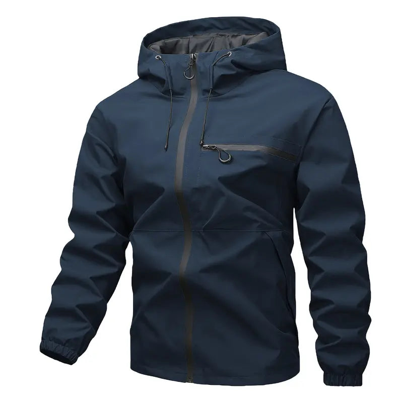 JOGWAVE Men’s Lightweight Hooded Windbreaker Jacket - Menswear Tops, Athletic Plain Regular Fit, Windproof Polyester, Long Sleeve, Zipper Closure, Pockets for Casual Outdoor Everyday Wear