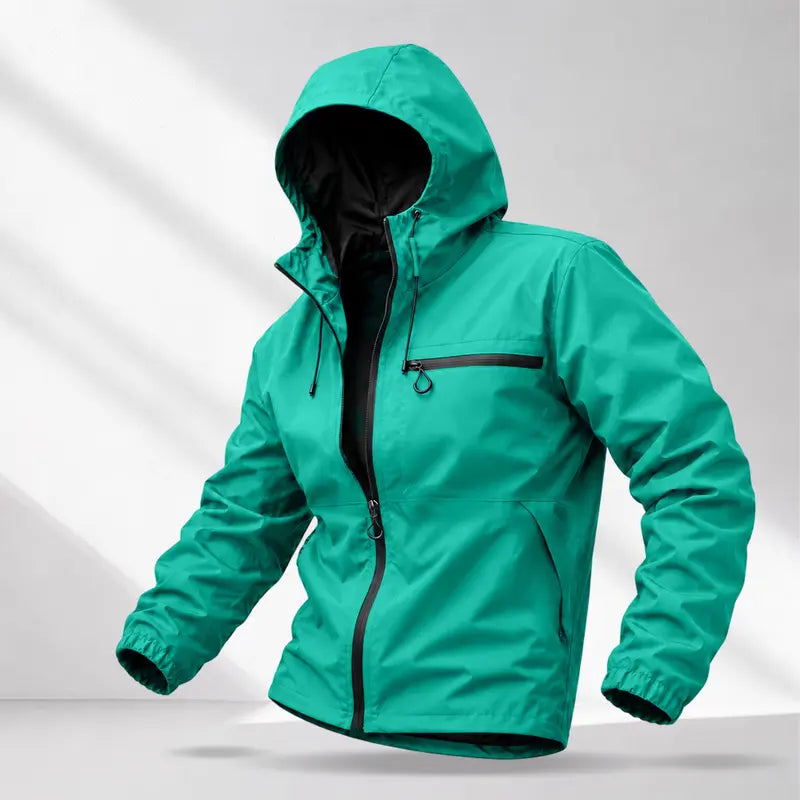 Men’s American-Style Outdoor Functional Lake Green Hooded Jacket | Lightweight Windproof Waterproof Casual Jacket, Stylish Men’s Jacket