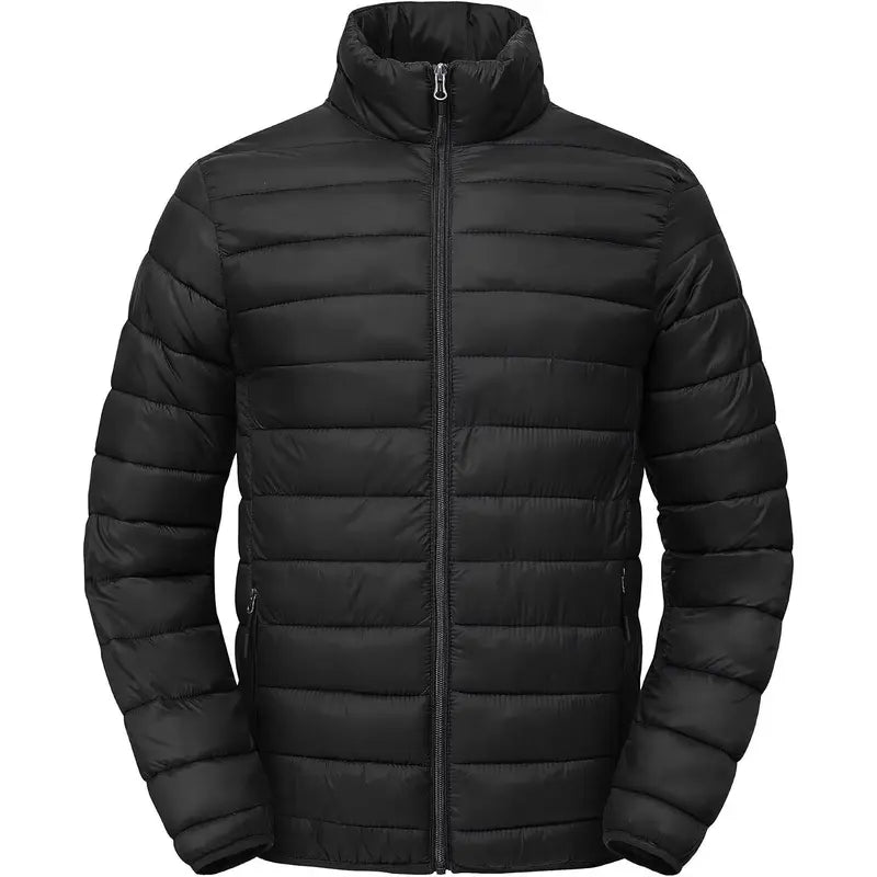 Zoofly Men's Regular Fit Casual Long Sleeve Winter Puffer Down Coat - Elastic, Thermal, Lightweight, Waterproof, Polyester Outerwear with Zip Pockets, Machine Washable
