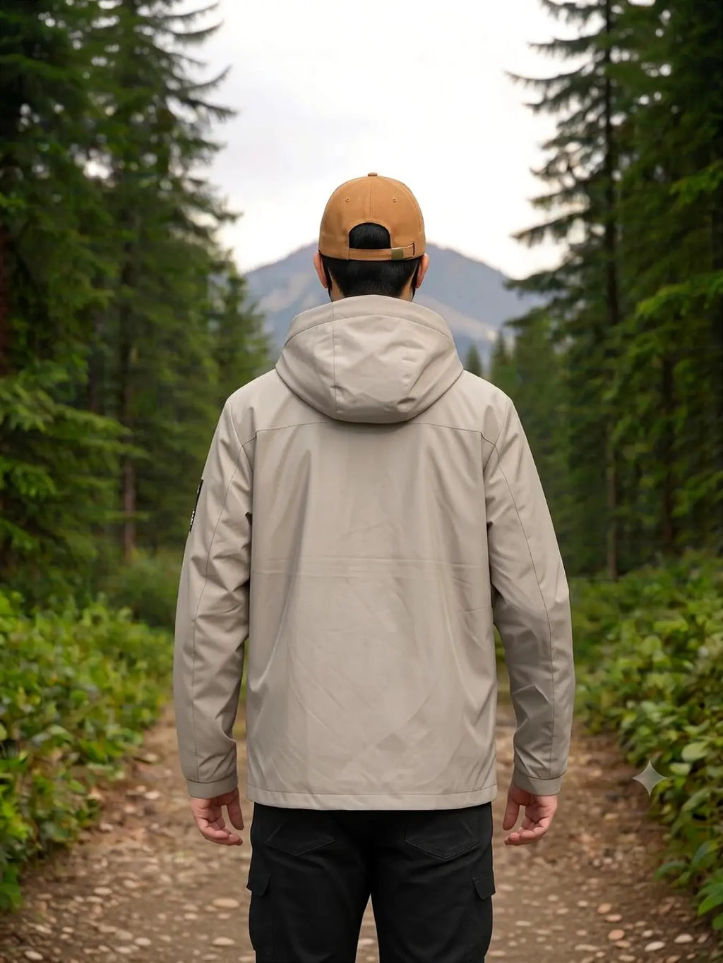 Men's Casual Outerwear, Hooded Windbreaker Jacket, Lightweight Motorcycle Coat, Field Jacket, Zip Closure, Waterproof, Outdoor Sports