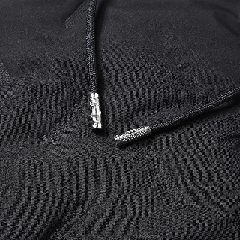 2026 New Stylish Menswear Men's Hooded Cotton-Blend Coat Jacket - Long-Sleeve, Plain, Casual, Warm Fleece-Lined Top with Ultrasonic Cotton Toothbrush Print, Fitted Cut, Medium Length, Attached Hood