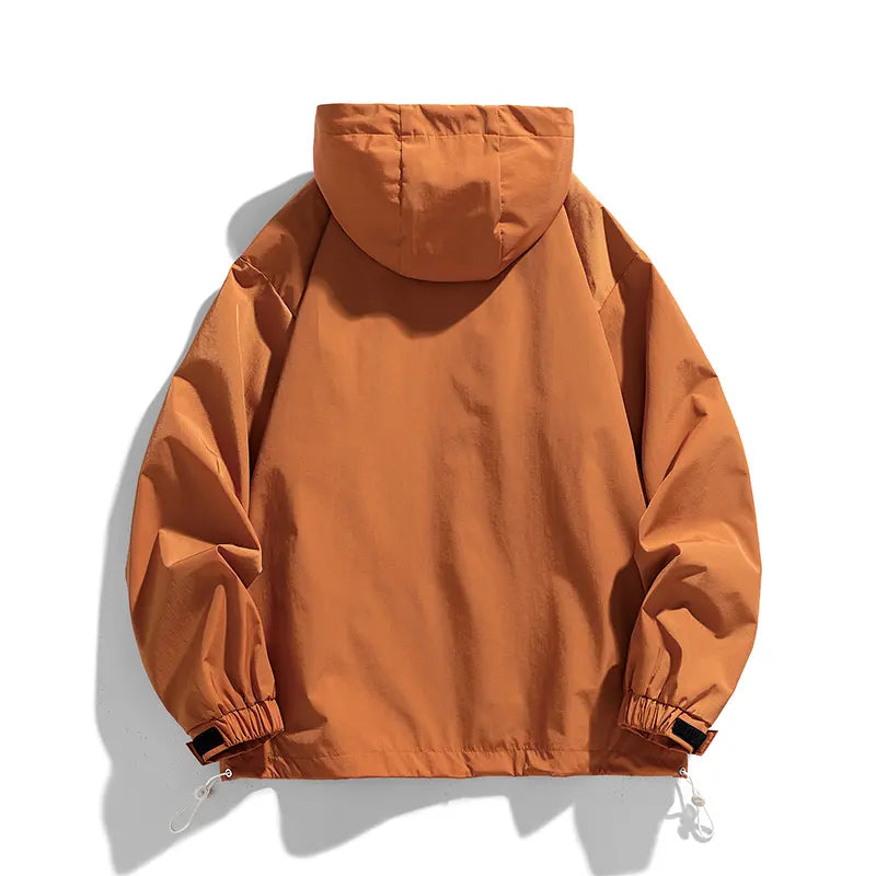 ZMZY Men's Half-Zip Jacket Lightweight Hooded Casual Outdoor Windbreaker, All-Season Oversized Relaxed Fit Coat with Drawstring Hem & Side Pockets for Teen Adults, Work Streetwear Style