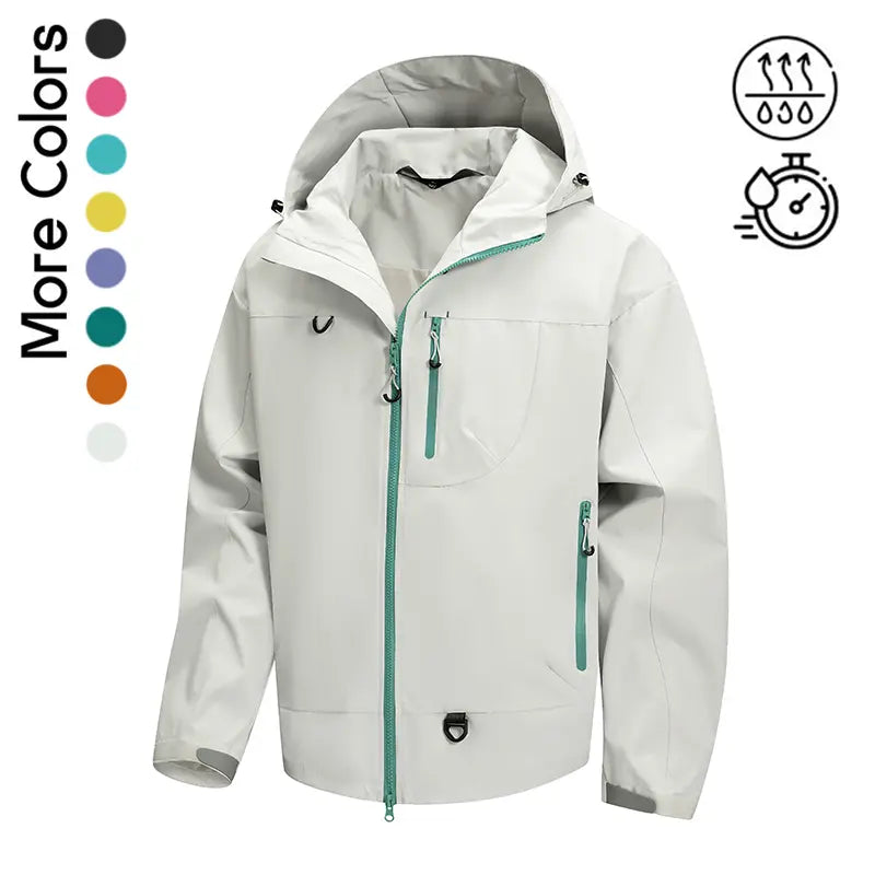 Men's Plain Polyester Long Sleeve Multi-Color Hooded Outdoor Coat - Splash-Proof, Windproof, Breathable, Lightweight, Tear-Resistant Windbreaker - Versatile Menswear Outerwear for Mountaineering, Daily Commuting