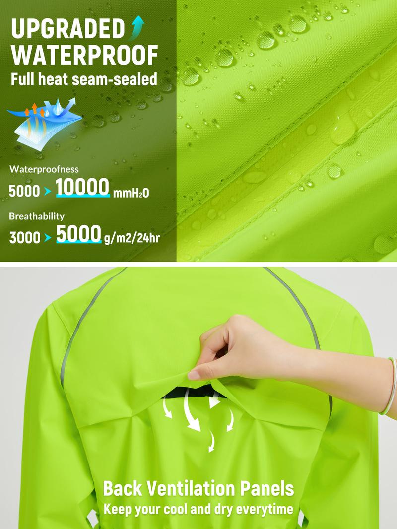 baleaf Women's Rain Jackets Waterproof Windbreaker Packable Lightweight Cycling Running Jacket Hiking Gear Reflective Hooded Travel Work Bike Walking Water Reactive JackeT