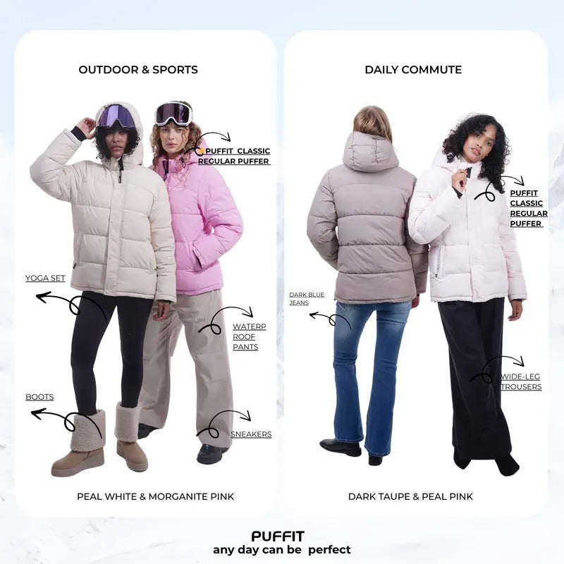PUFFIT WarmCore Premium Detachable-Hood Puffer Jacket | Classic Lightweight Winter Coat,Windproof,Water-Repellent,Adjustable Drawstring Design,Womenswear,Tops,Outerwear,Long Sleeve,Fall Jacket,2026 Shopping