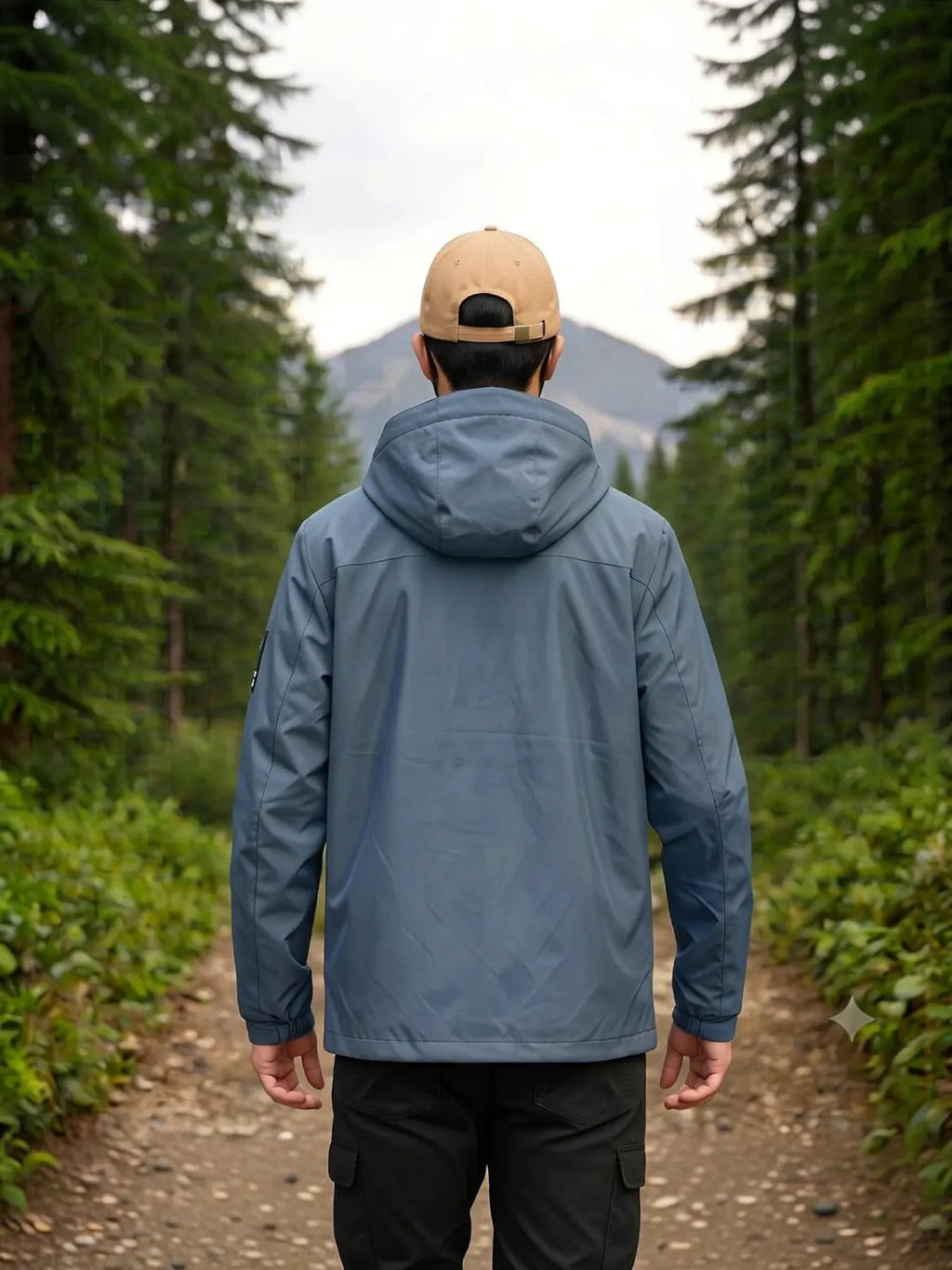 Men's Casual Outerwear, Hooded Windbreaker Jacket, Lightweight Motorcycle Coat, Field Jacket, Zip Closure, Waterproof, Outdoor Sports