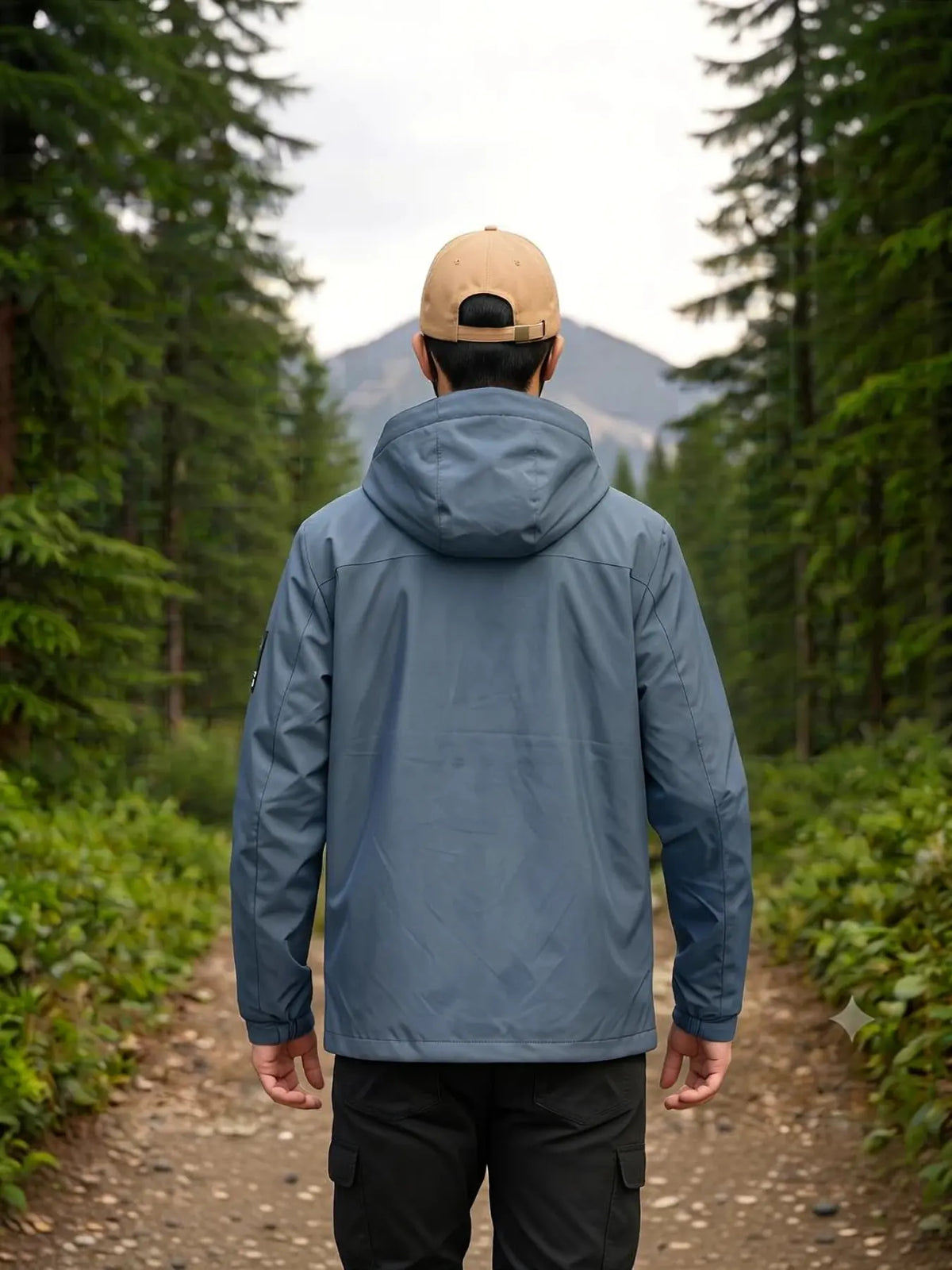 Men's Casual Outerwear, Hooded Windbreaker Jacket, Lightweight Motorcycle Coat, Field Jacket, Zip Closure, Waterproof, Outdoor Sports