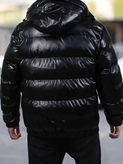 1 Pack Oversized Shiny Puffer Jacket TikTok Viral Streetwear Windproof Insulated Hooded Coat for Men Women Daily & Outdoor Casual Jacket Coat