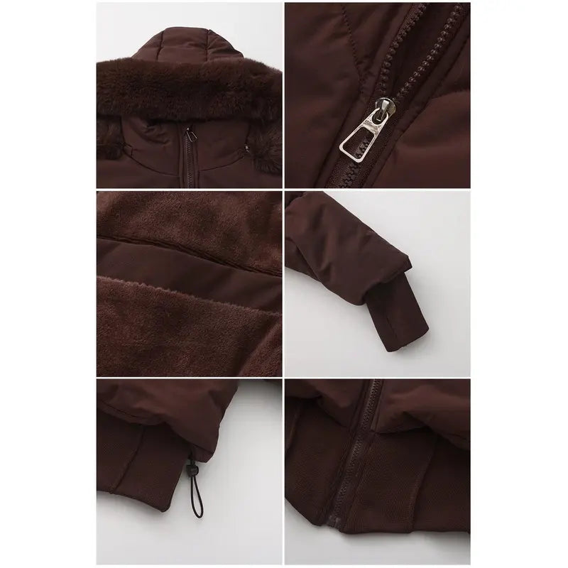 BIGWIG 2025 Fashion Women's Long-Sleeved Short Hooded Down Jacket - Fitted Stand-Up Collar, Quilted Filling, Zipper Closure, Basic Parka for Autumn-Winter Outings, New Year No Excess Bulk Design