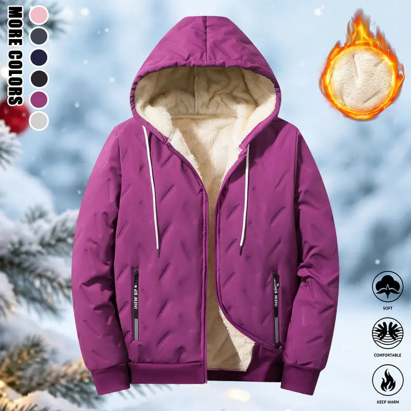【JOGWAVE】Women’s Thick Padded Full-Zip Hooded Jacket | Windproof & Warm Winter Heavyweight Coat XS-2XL