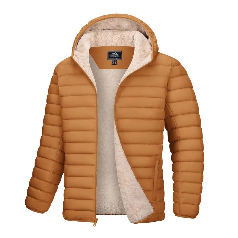 MAGCOMSEN Men's Puffer Down Jacket - Hooded, Sherpa Lined, Waterproof, Water Resistant, Zip Closure, with 1 Hidden Inner Pocket Winter Coat