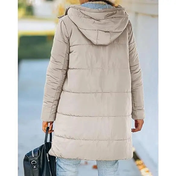 Imily Bela Womens Warm Puffer Down Jacket Hooded Winter Lightweight Mid Quilted Coat with Pockets