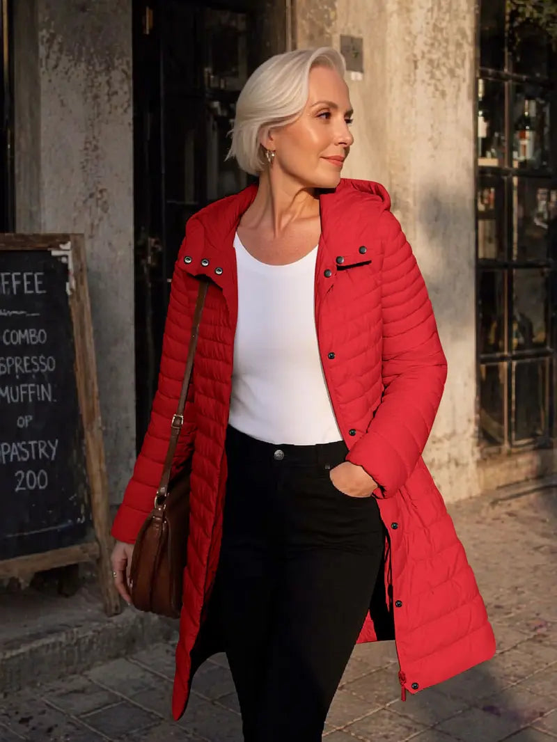 Women's Puffer Hooded Jacket, Casual Warm Lightweight Woven Basic Coat with Pockets, Fall Winter Fashion Outerwear Simple Design for Daily Wear