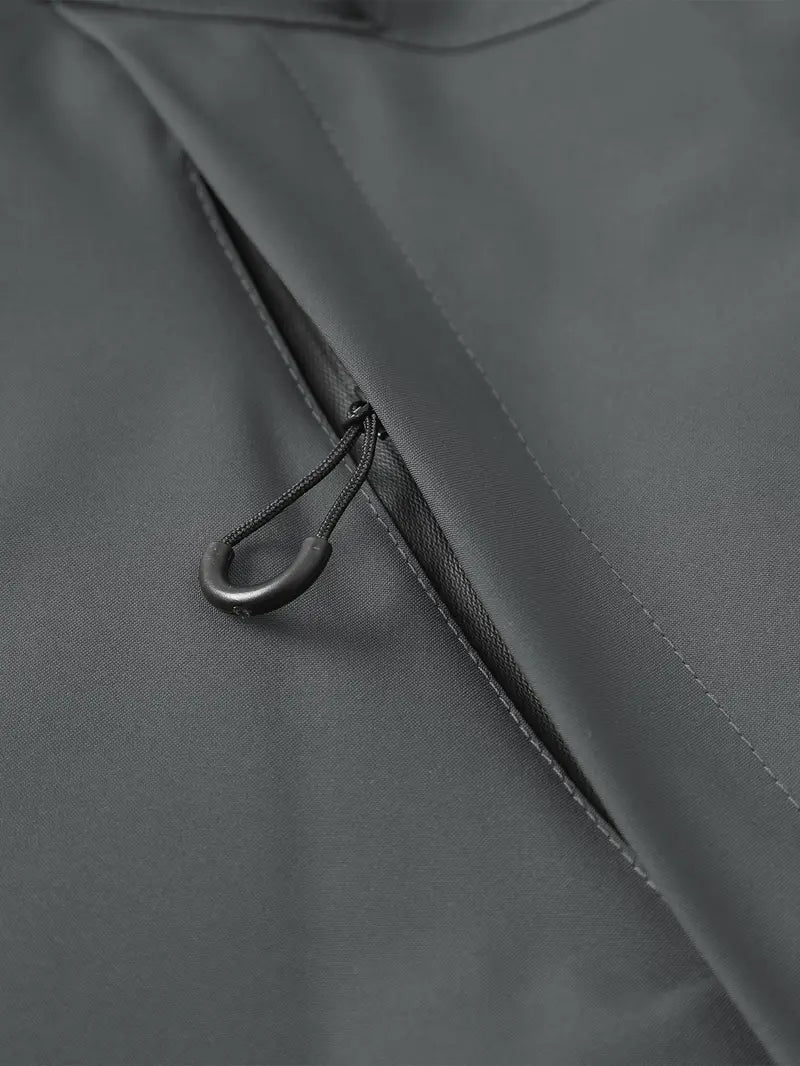 Men's Fitted Solid Woven Hooded Jacket - Waterproof, Windproof, with Zippered Pockets for Outdoor, Casual Wear