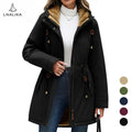 Parka Jacket Women Waterproof Fleece Lined Hooded Warm Winter Coat with Pockets for Daily Commute & Outdoor