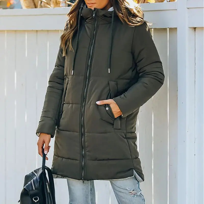 Imily Bela Womens Warm Puffer Down Jacket Hooded Winter Casual Lightweight Mid Quilted Coat with Pockets