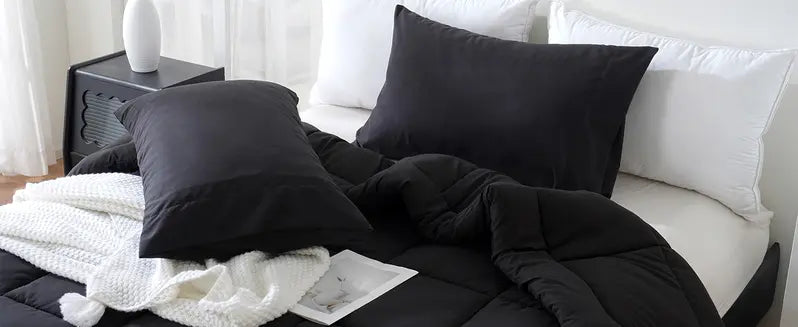 【Sohochic】DOWNCOOL Bedding Sets - 3-Piece All Seasons Down Alternative Comforter Set (2-Piece for Twin Size) with Pillowcase, Summer Turn Up, High-Quality Box Stitching Quilting, Gentle Cold Wash, Comforter Queen Size, Checkered Design