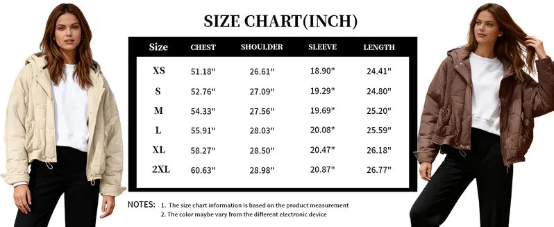 Mibbory Quilted Down Jacket for Women 2026 Fall Winter Fashion Short Hooded Puffer Coat | Full Zip Snap Button Storm Flap Drawstring Hem Adjustable Cuff Quilted Jacket with Pockets, Oversized Loose Warm Outwear, Lightweight Packable Winter Coat