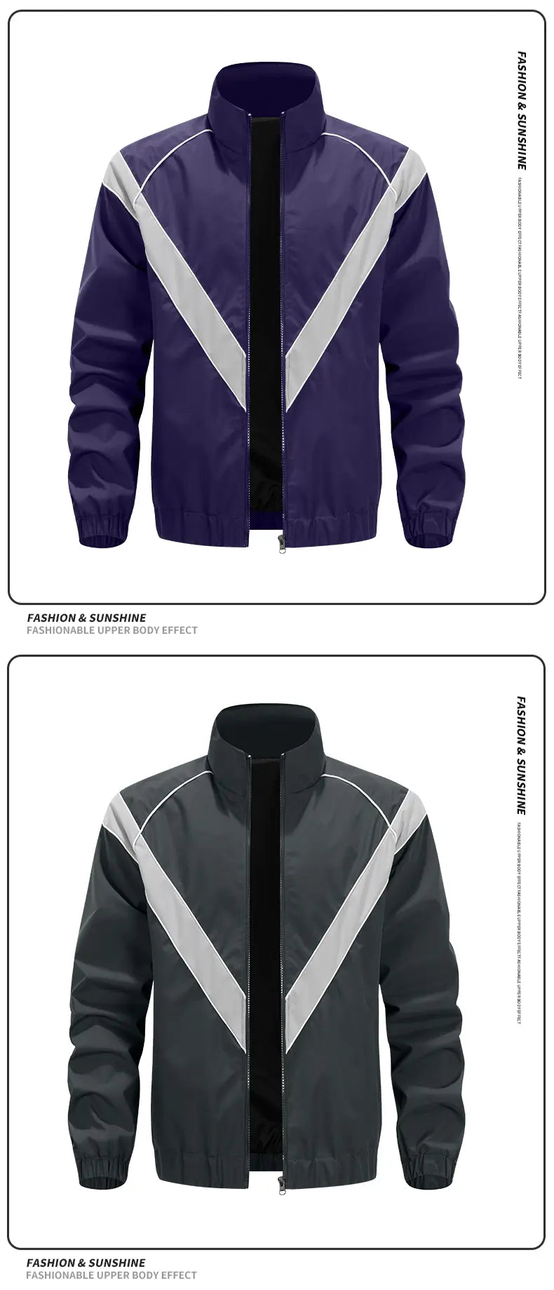 Men's Casual Stand Collar Jacket Features contrasting color trim detailing Windproof and abrasion-resistant surface Ideal for cycling, streetwear, and everyday casual wear Perfect layering piece for outerwear Streetwear apparel Coats Long Sleeve M...