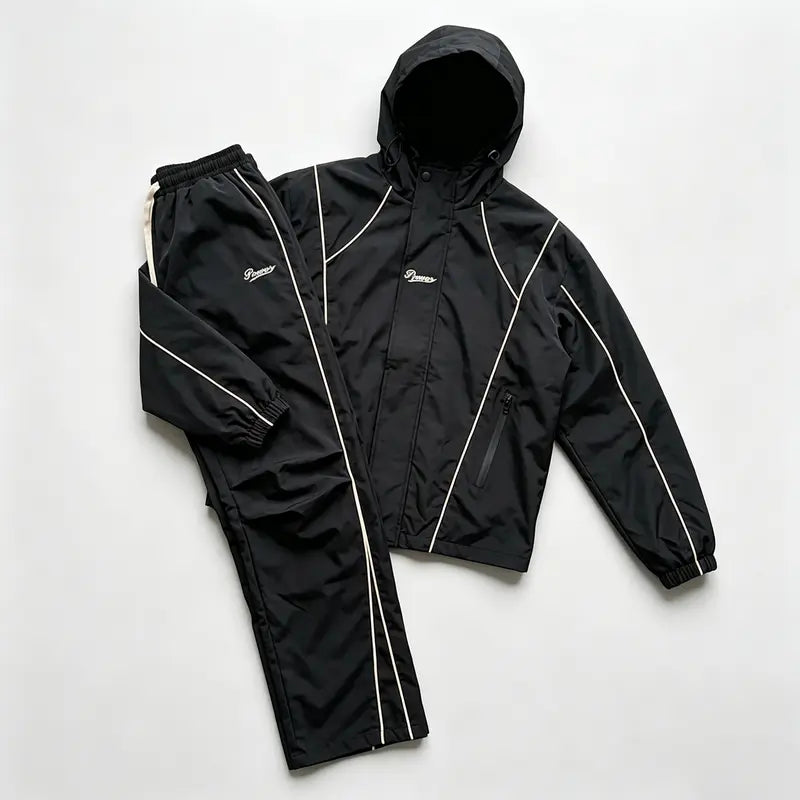 men's sweatsuit set Outdoor Windproof full zipper closure Jacket Stylish Hooded Athletic Coat Straight-Leg Casual pants para men 2 piece sets Athleisure Outfits Athleisure Tracksuit Set