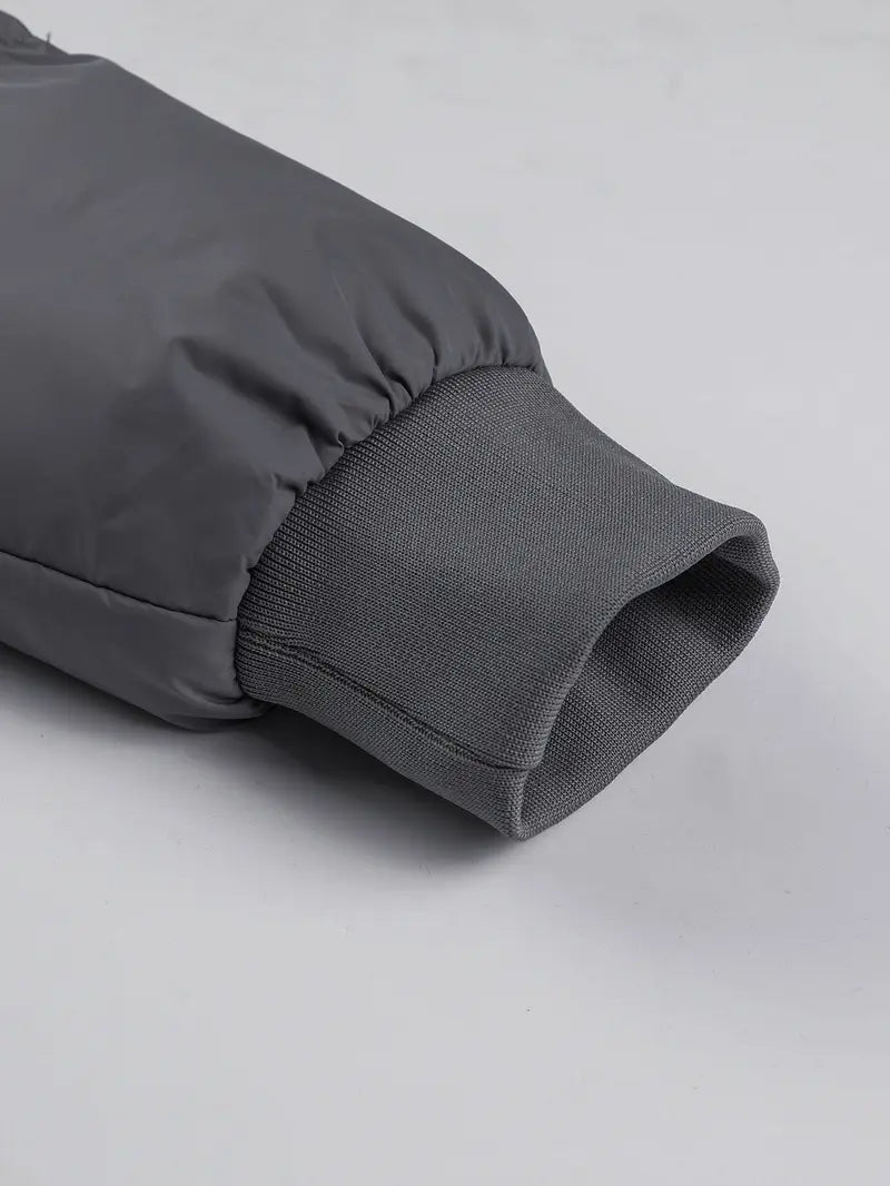 Men's Woven Cotton Hooded Puffy Jacket - Puffy Shape, Long-Sleeve, Zip-Up, Windproof, Loose Fit, Autumn Winter Warm Casual Streetwear Clothing, Fashion Streetwear Top with Pockets, M