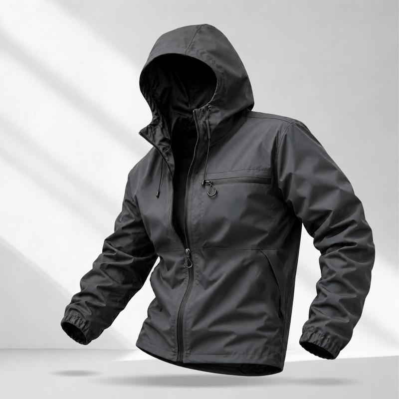 Men’s American-Style Outdoor Functional Lake Green Hooded Jacket | Lightweight Windproof Waterproof Casual Jacket, Stylish Men’s Jacket
