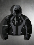 Men's Techwear Hooded Windbreaker - Loose Oversized Zip-Up Utility Coat with Adjustable Hood, Lightweight Cyberpunk Streetwear for Travel, Hiking, Daily Wear, Chic TikTok-Style Outerwear