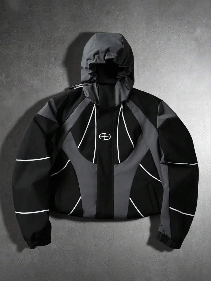 Men's Techwear Hooded Windbreaker - Loose Oversized Zip-Up Utility Coat with Adjustable Hood, Lightweight Cyberpunk Streetwear for Travel, Hiking, Daily Wear, Chic TikTok-Style Outerwear