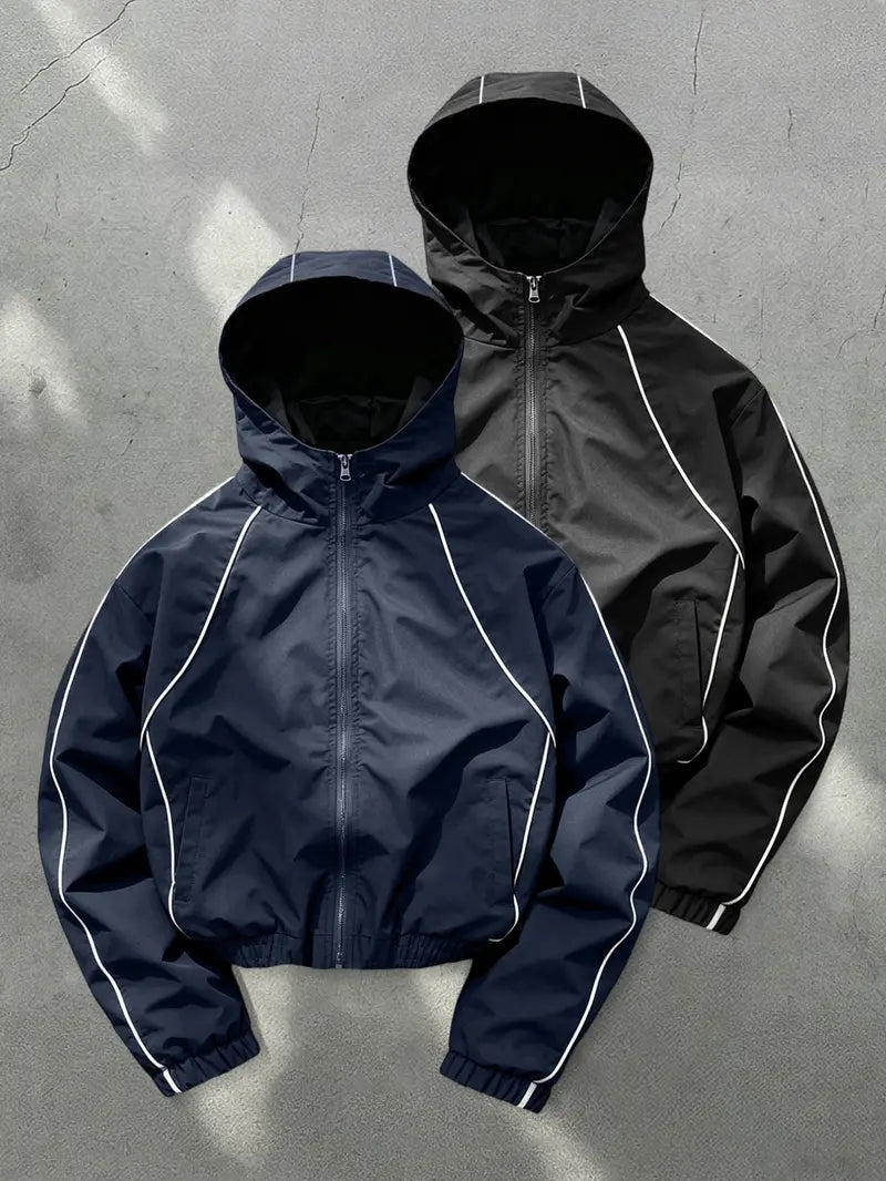 Men's Hooded, Long Sleeve Casual Style, Wind-Resistant Wrinkle-Free Fabric, Bright Color, All Seasons, Daily Wear, Night Run, Shopping, Coats, Street Casual Jacket