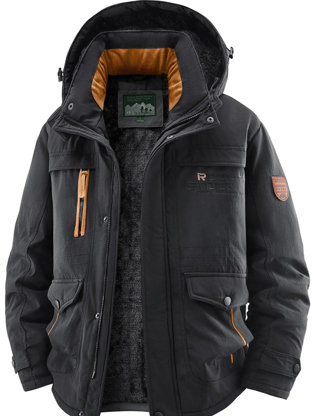 Men's Winter Fleece-Lined Jacket with Hood, Windproof & Waterproof Warm Casual Outerwear, Stylish and Comfortable Design Jacket for Cold Weather
