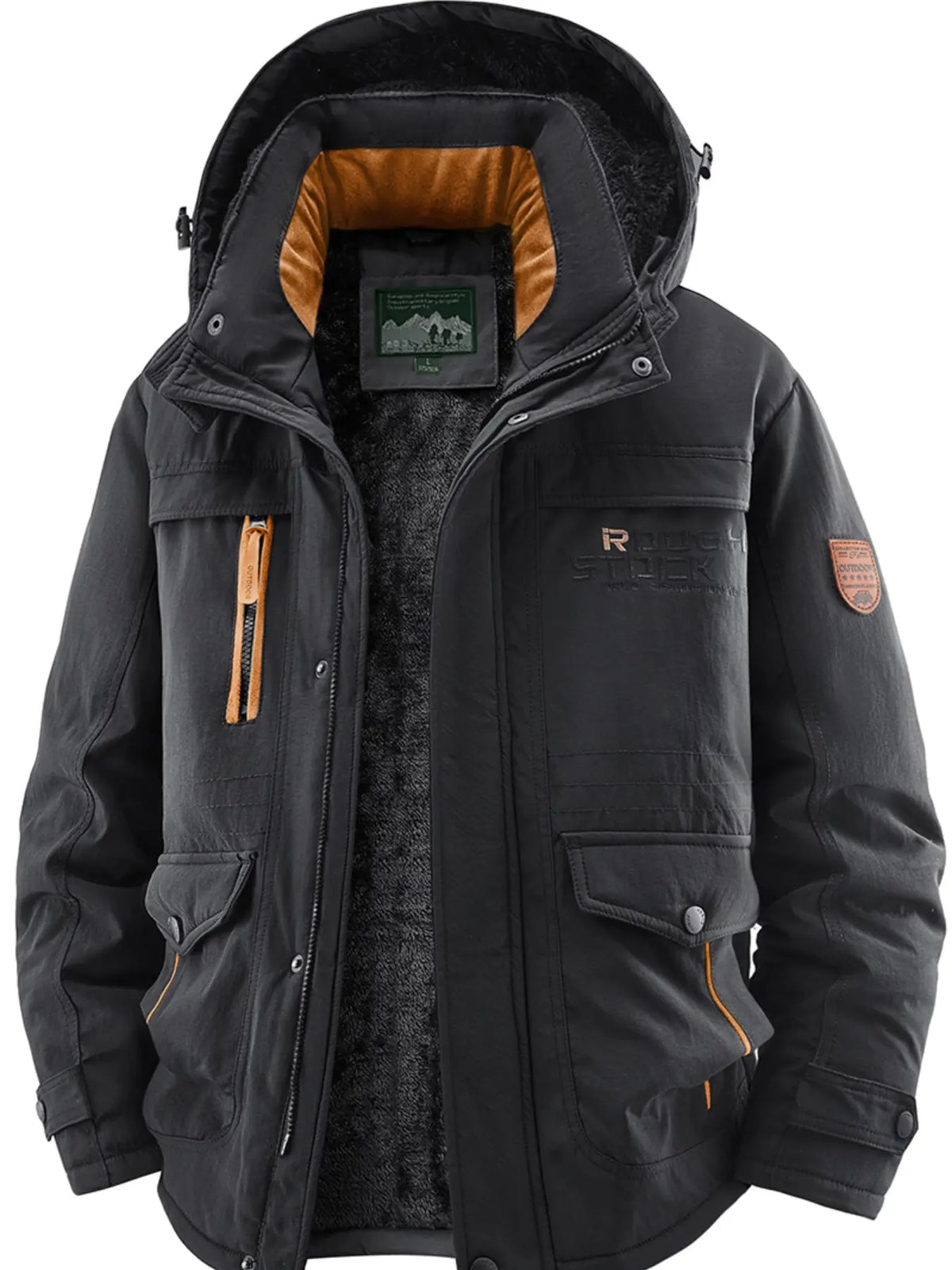 Men's Winter Fleece-Lined Jacket with Hood, Windproof & Waterproof Warm Casual Outerwear, Stylish and Comfortable Design Jacket for Cold Weather