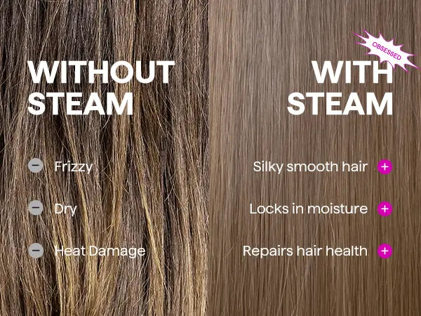 Wavytalk Steam Sesh Hair Straightener and Smooth Barrier Heat Protectant Spray Set, Hair Products, Silky Straight Hair