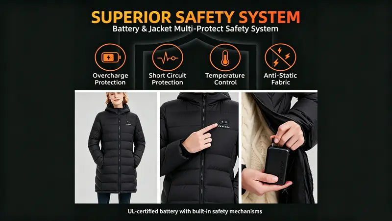 Norwell New Women's Heated Long Sleeve Puffer Down Jacket with 7.4V 5000mAh Battery Pack, Dual Control 7 Heat Zones Winter Windproof Waterproof Warm Slim Fit Coat with Hood for Commuting, Full-Zip Parka, Winter Outfits #FallFreshness #outdoorfun