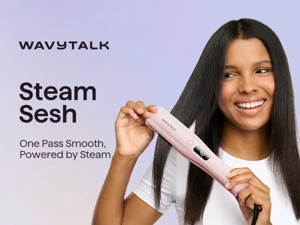 Wavytalk Steam Sesh Hair Straightener and Smooth Barrier Heat Protectant Spray Set, Hair Products, Silky Straight Hair