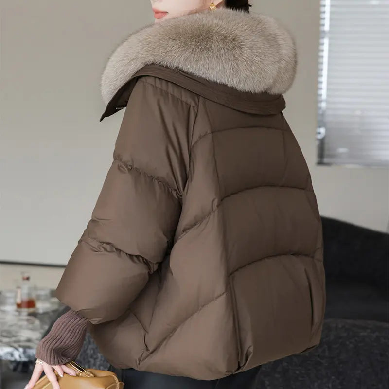 Down Cotton-padded Jacket Women's Short Fur Collar Thickened Coat Winter Clothing
