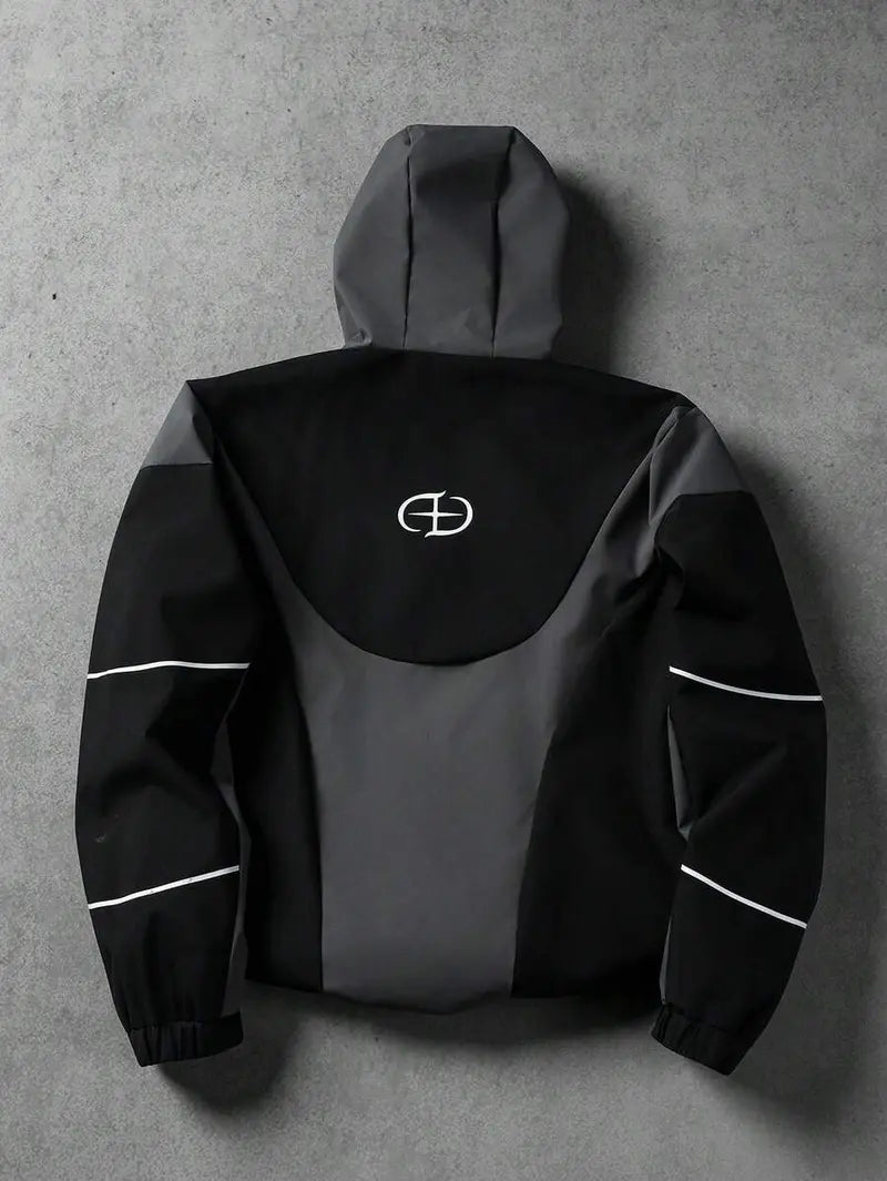 Men's Techwear Hooded Windbreaker - Loose Oversized Zip-Up Utility Coat with Adjustable Hood, Lightweight Cyberpunk Streetwear for Travel, Hiking, Daily Wear, Chic TikTok-Style Outerwear