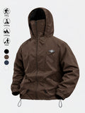 Men's Outdoor Functional Jacket, Windproof Fabric, Comfortable High Neck Hooded Design, Casual Long Sleeve, All Seasons, Durable Loose Fit