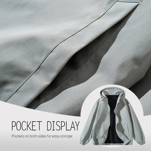 Men's Fitted Fashion Streetwear Crew Neck Waterproof Jacket - Quick-Dry, Moisture-Absorbing, Breathable Long-Sleeved Zip-Up Polyester Outdoor Wear - Suitable for Daily Leisure, Outdoor Activities